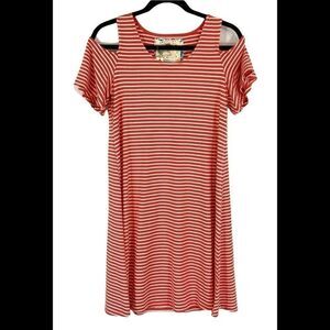 CUPIO Striped Cold Shoulder Swing Dress Sz S  NWT